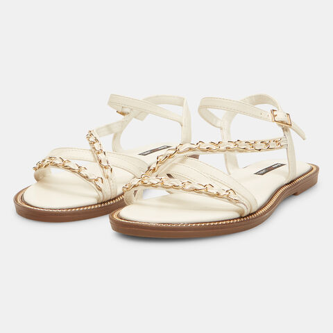 Sandalias planas de mujer Bata Red Label con detalle de cadena , Blanco Sandalias planas de mujer Bata Red Label con detalle de cadena , Blanco